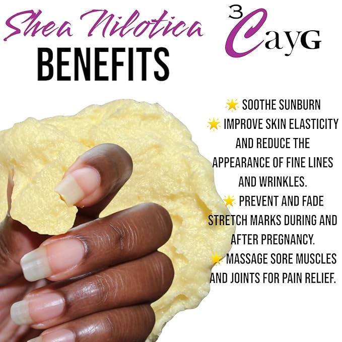 3CAYG 1LB Shea Nilotica | East African Shea Butter| Creamy Smooth Whole Body Moisturizer