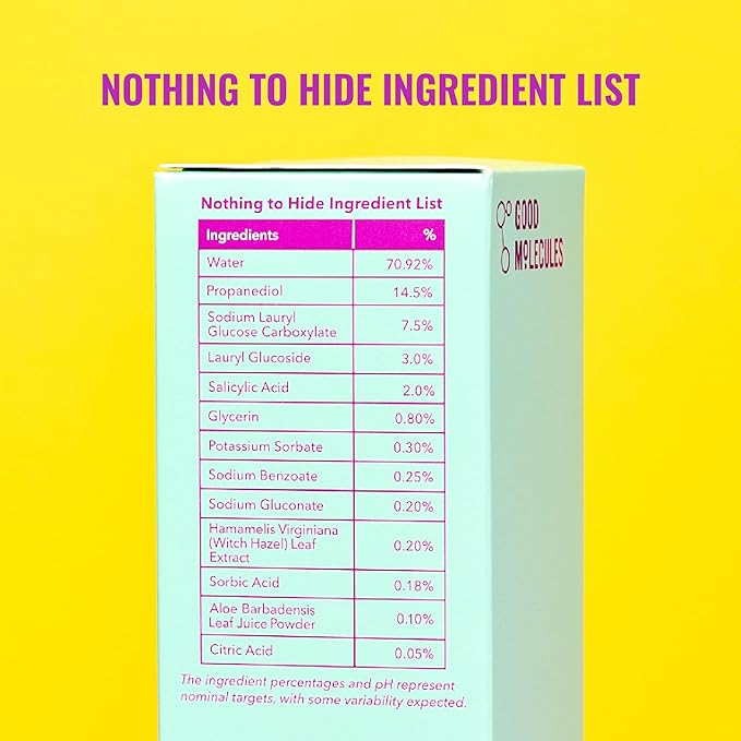 Good Molecules Acne Foaming Cleanser - 2% Salicylic Acid Foam Cleanser - Gentle Acne Face Wash with Alcohol Free Witch Hazel and Aloe - Skin Care for Face