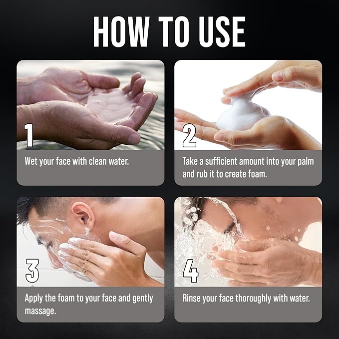 ABERA Nolan Daily Facial Cleanser for Men, Niacinamide + Zincsebum + Soy & Rice Bran Extract, Oil Control & Pore Purifying Face Wash, Refreshing Gentle Cleanser for All Skin Types (3.38 fl oz)