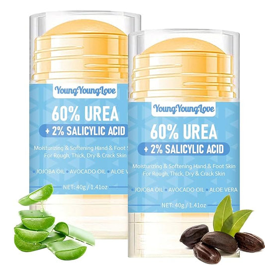 2 PCS Urea Cream 60% with 2% Salicylic Acid Foot & Hand Cream Stick - Repair Balm for Cracked Hands, Elbows, Knees, Feet & Heels, Calluses and Exfoliation, Hydrates & Softens Dry Skin, 1.41*2 oz