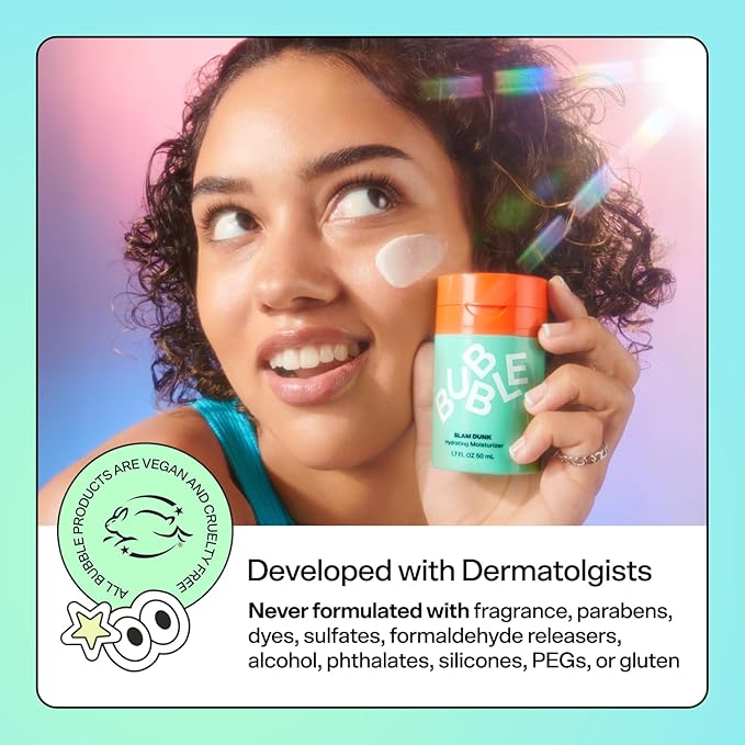 Bubble Skincare Daily Mineral Sunscreen Broad Spectrum SPF 40 - Tinted Sunscreen for Face with Zinc Oxide & Omega 3 Fatty Acids - Hydrating & Blurring Formula Suitable for All Skin Types (50ml)