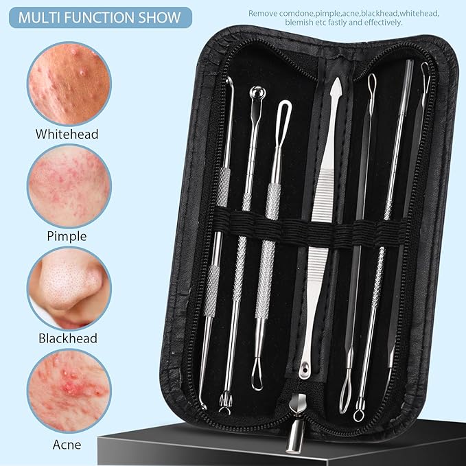 Teenitor 7 in 1 Pimple Popper Tool Kit - Blackhead Remover, Pimple Extractor, Comedone Extractor for Face