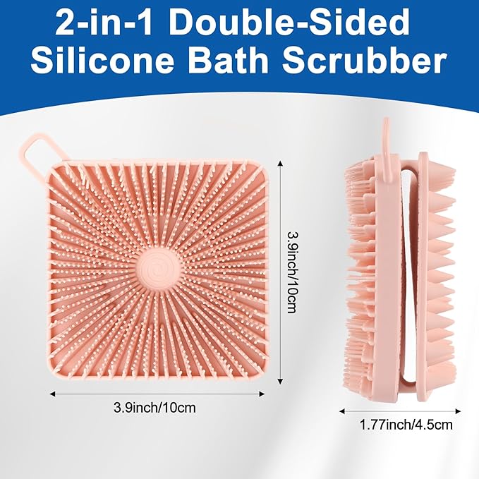 Silicone Body Scrubber 2pcs Silicone Loofah Silicones Shower Scrubber Exfoliating Body Scrubber for Women Men Soft Silicones Bath Shower Brush & Scalp Massager for All Skin Lather Well (Green,Pink)