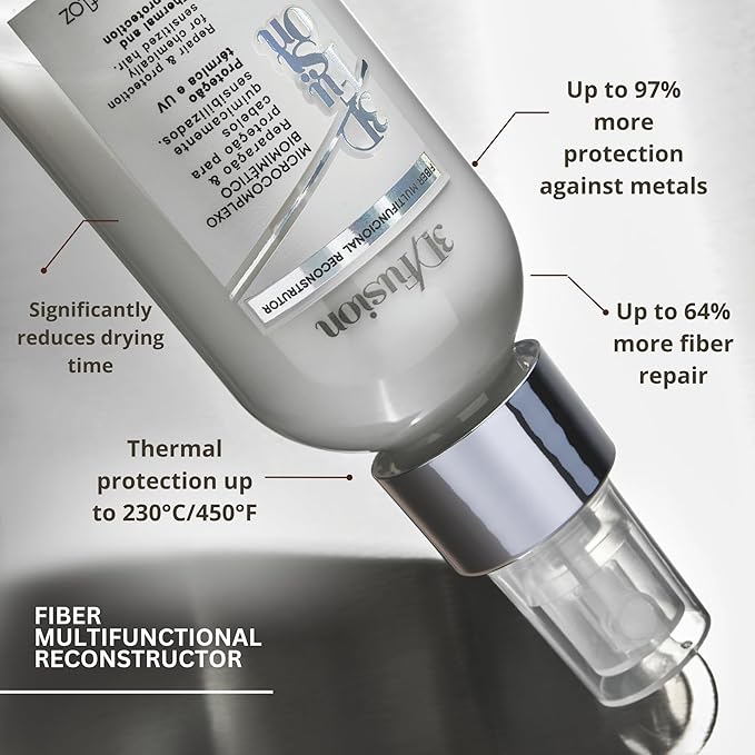 London Cosmetics Fiber Multi-Functional Reconstructor Leave-In Spray – Keratin + Amino Acid Repair Treatment for Damaged, Chemically Treated or Brittle Hair – Heat Protection up to 450°F – 90ml