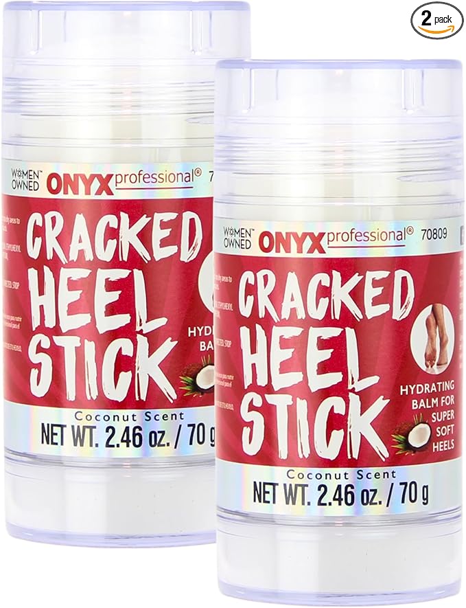Onyx Professional Cracked Heel Repair Balm Stick for Dry Cracked Feet Treatment, Coconut Scent, 2 pack - Moisturizing Foot Balm, Rolls On, No Mess Like Foot Cream or Foot Lotion, Heel Treatment