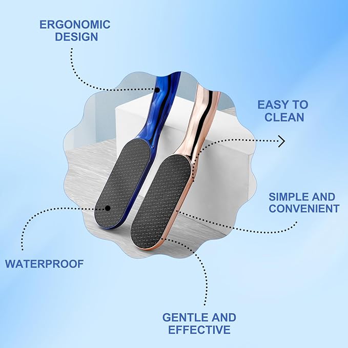 Veinsgrain Foot File, Veins Grain Foot File, Professional Foot Care Tools, Nano Glass Foot File with Non-Slip Ergonomic Handle Feet Massage Tool (Blue)