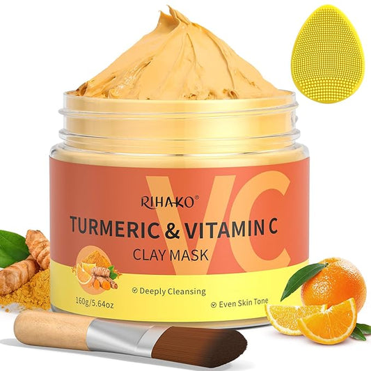 Turmeric Vitamin C Clay Mask| Deep Cleansing Facial Clay Mask for Dark Spots, Dull Skin, Refining Pores and Controlling Oil,Dark Spot Remover for Face,Face Masks Skincare-Gift for Him & Her
