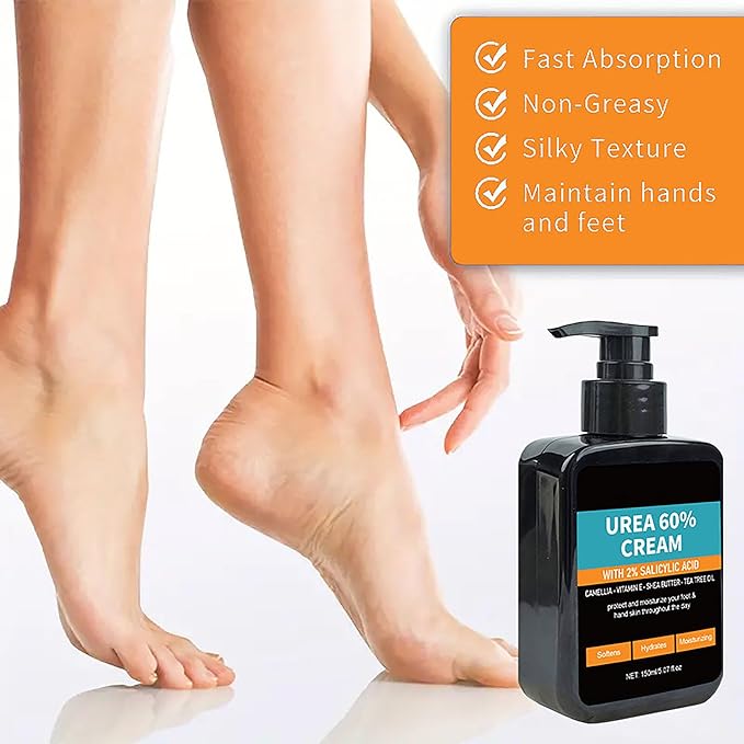 60% Urea Cream with 2% Salicylic Acid, Urea Cream 60 Percent for Feet & Hands, Maximum Strength Moisturizer for Rough, Dry, Thick & Cracked Skin, Callus Remover, Deep Hydration 5.07 oz