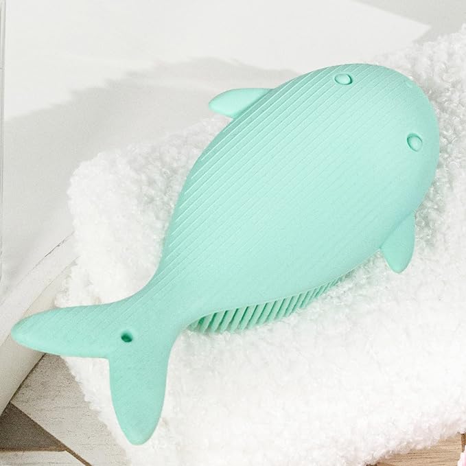 Premium Sensory Brush for Kids or Autism,Soft Silicone Body Scrubber,2 in 1 Sensory Room Occupational Therapy Fidget Brushes,Silicone Loofah,Pets Shower Brushes Bath Brush Shampoo Brush(Whale-Teal)
