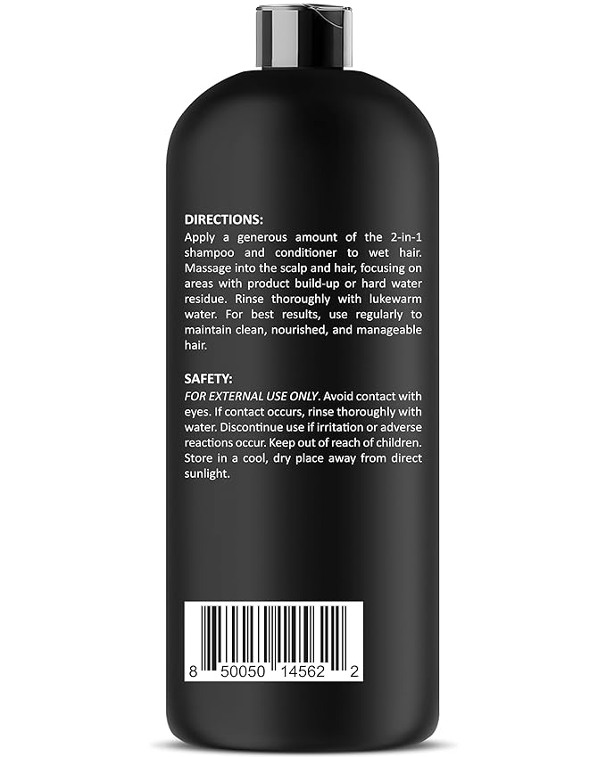 Hard Water Shampoo and Conditioner – 2-in-1 Chelating Cleanser for Buildup Removal, Soft & Shiny Hair – With Chelactik-3 Complex, Amodimethicone & Rosemary Oil – Sulfate-Free - Color Safe – 16 fl oz