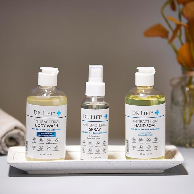 Antibacterial Body Wash, 8 oz (3-Pack) - Gentle & Effective Shower Gel - Made in America