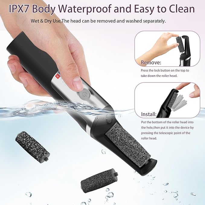 Electric Foot Callus Remover,Smooth Pedicure Wand Rechargeable Electric Foot File,Professional Pedicure Tools for Dry, Dead, Cracked, Hard Skin, at Home Feet Spa Care Kit for Men & Women