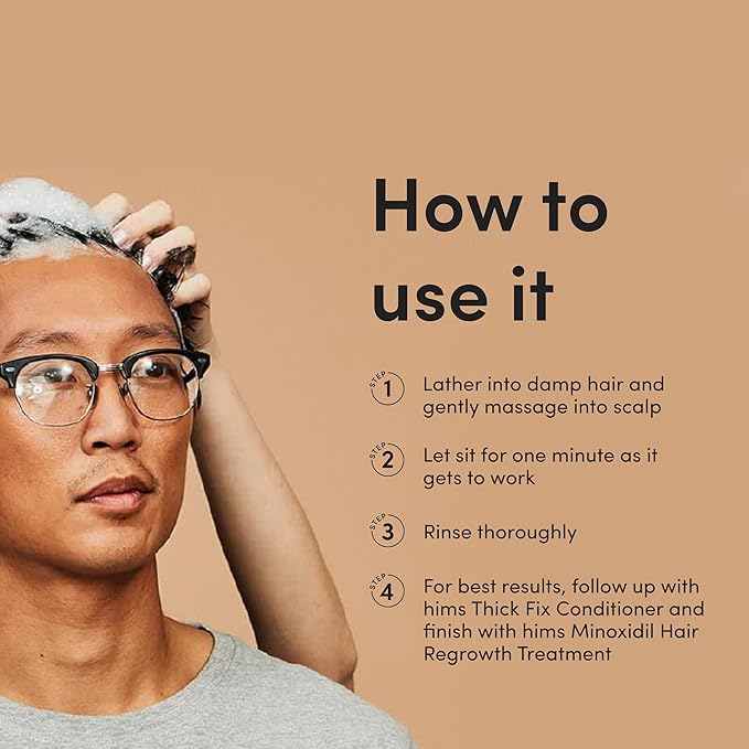 hims Thick Fix Shampoo - Saw Palmetto for Healthy Hair Growth & Thickening - Scalp Cleansing - Vegan, Sulfate-Free & Cruelty-Free - Eucalyptus Scent, 2 pack 6.4 fl oz