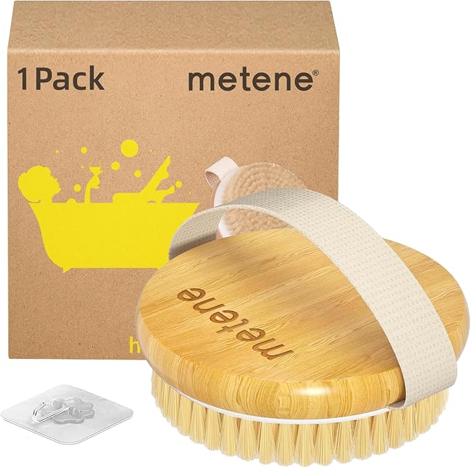 Metene Dry Body Brush for Radiant Skin, Exfoliates and Softens Skin, Improve Circulation, Body Scrubber with Soft and Stiff Bristles, Suitable for All Kinds of Skin