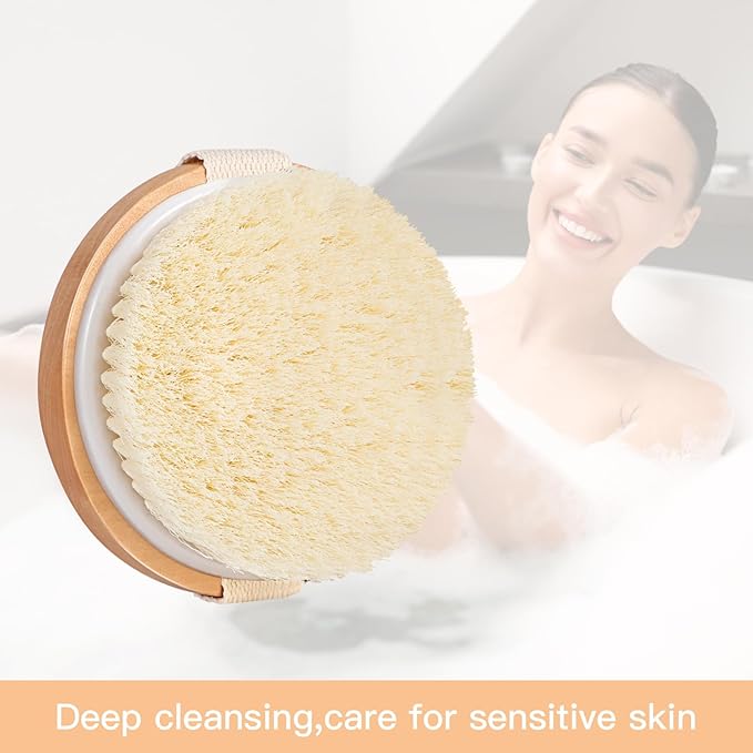 2 Pack Exfoliating Body Brushes - Wet & Dry Brush - Shower Scrubber for Body, Dry Brushing Body Brush for Lymphatic Drainage, Body Exfoliating Brush with Massage Nodes