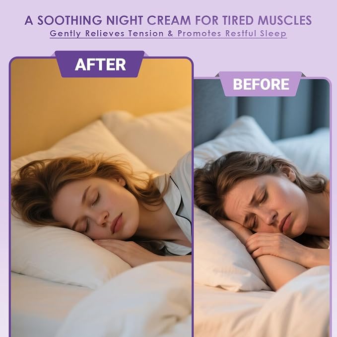 Natural Nighttime Magnesium Cream for Sleep & Pain Relief – Soothing Topical Magnesium Lotion for Leg Cramps & Muscle Relaxation, Apply to Legs or Feet Before Bed – Deep Hydration, 4.23 Fl Oz