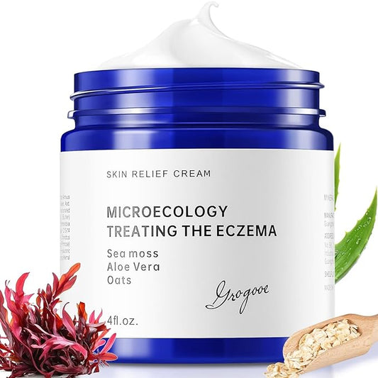 Crogooe Natural Soothing Eczema Cream With Sea Moss Aloe Vera Oats for Multiple Skin Types Comfort Moisture Hydrate Eczema Cream for Dry Skin 4FL Oz