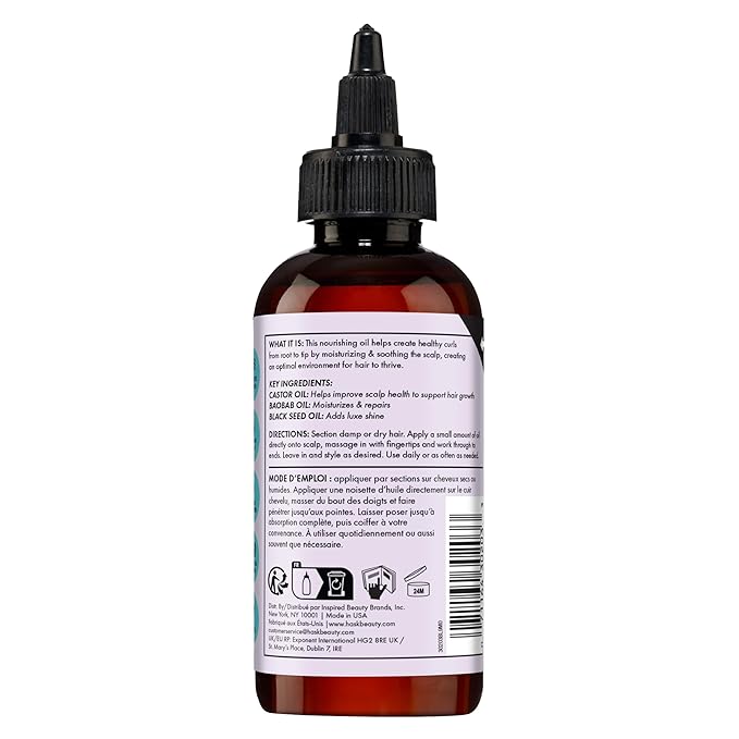 HASK Texture Series Strengthening Scalp & Hair Oil with Castor, Baobab & Black Seed Oils for Curly, Coily & Kinky Hair, Gluten-Free, Sulfate-Free, Cruelty-Free – 4 fl oz