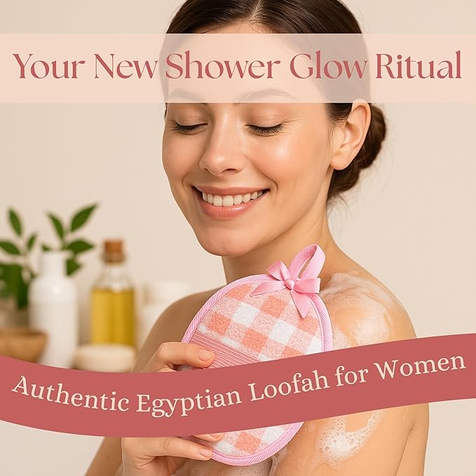 Natural Loofah Exfoliating Body Scrubber for Women Made with Natural Egyptian Loofa Sponge, Bath Shower Luffa lufa for face and Body. exfoliator Scrub Pads