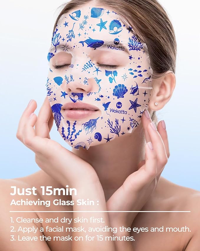 Collagen Face Mask Sheet, Hydrating Hyaluronic Acid Face Masks Skincare for Moisturizing, Soothing, Anti-Aging, Vegan Facial Masks for Women Man Skin Care Gifts 6 Sheet