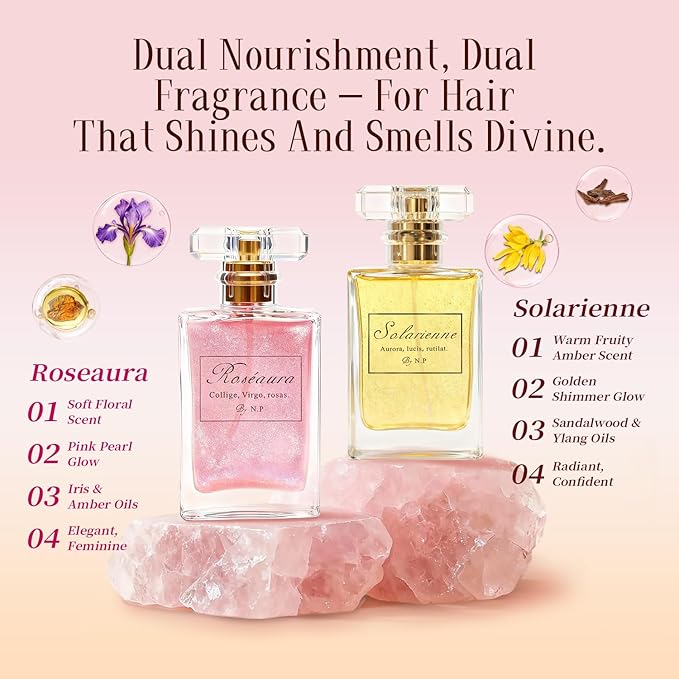 NP NATURES PHILOSOPHY Hair Perfume, Leave-in Hair Serum & Shine Hair Spray for Women, Anti-Frizz, Long Lasting Fragrance, Lightweight Conditioner & Glossier Hair Perfume oils - 2 Pack