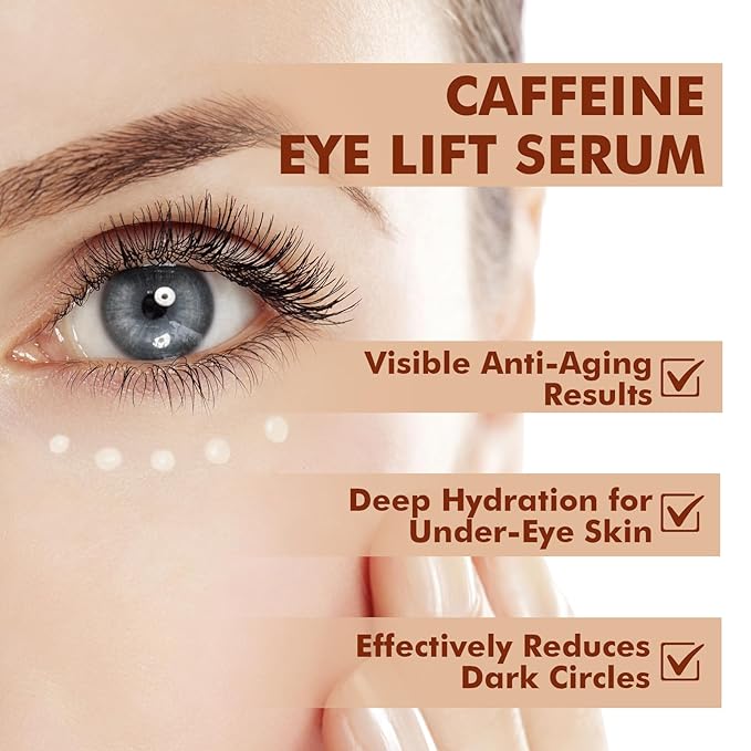 Caffeine Eye Serum + EGCG, Eye Serum for Dark Circles and Puffiness, Under Eye Serum Reduces Puffiness, Dark Circles, Under Eye Bags, Wrinkles and Fine Lines Around The Eyes, Under Eye Serum 30ml