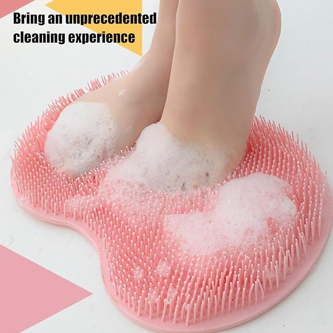 Silicone Shower Foot Scrubber Mat, 2025 New Silicone Foot Scrubber for Shower, Back Massage Pad with Suction Cups Non-Slip Exfoliating (Gray,1)