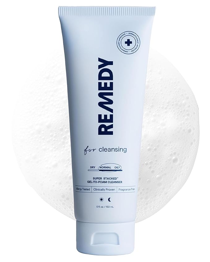 Remedy for Lightweight Cleansing - Gel to Foam Cleanser for Normal to Oily Skin - 0.5% Salicylic Acid, Ceramides, Glycerin, Green Tea - By Dermatologist Dr. Shah, 5 fl. Oz