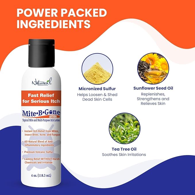 Mite Treatment Lotion & Soap by Mite-B-Gone |Natural Relief for Acne, Bug Bites, Skin Redness & Itching, Discomfort & Rosacea | Safe for Kids and Adults| Treatment Kit