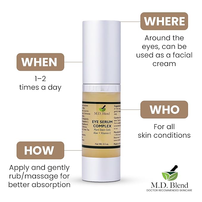 Plant Stem Cell Eye Serum Complex | Aloe Vera, Vitamin C | Hydrating Eye Treatment | Airless Pump - 15ml