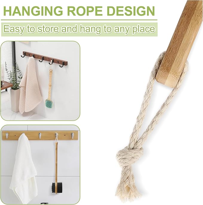 Silicone Back Scrubber for Shower, 2 PCS Silicone Bath Body Brush Loofah with Long Handle, Dual-Sided Shower Brush for Body, Exfoliating Body Scrubber Back Washer for Men Women(Lake Blue +Black)