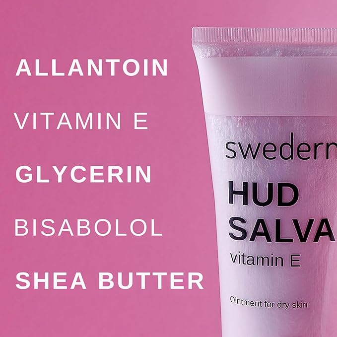 swederm Hudsalva 1.69 Oz - Healing Ointment with Vitamin E - Foot and Hand Cream for Women - Full Body Moisturizer for Dry Skin - Quickly Absorbing - Made in Sweden - Pink
