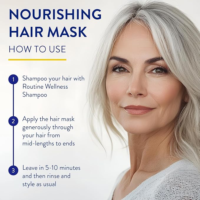 Routine Wellness Deep Conditioning Hair Mask - Bring Dry, Damaged Hair Back to Life – Hydrating Repair Treatment that Moisturizes, Strengthens & Adds Volume – Rose Hips 8oz