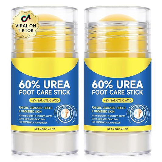 60% Urea with 2% Salicylic Acid Foot Care Stick, Hydrating Repairs Feet Cream, Foot Lotion Moisturizer for Dry Cracked Feet, Elbows, Hands (1.41 Ounce (Pack of 2))