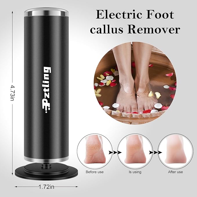 Electric Foot Callus Remover,Powerful Electric Foot File, Professional Adjustable Speed Pedicure Tool with 60 Pcs Replacement Sandpaper Discs for Dead Skin and Calluses-Black