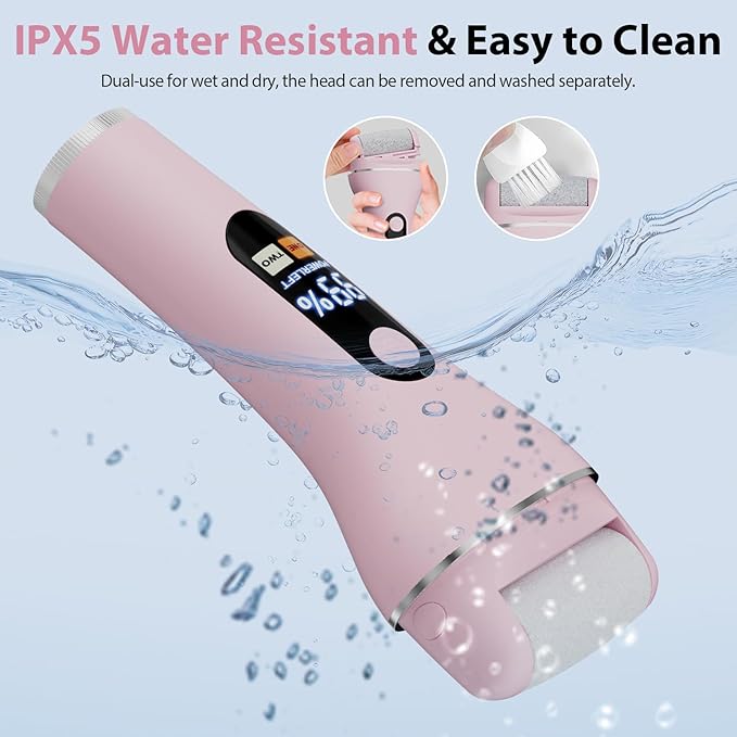 Electric Callus Remover for Feet, Rechargeable Portable Electronic Foot Callus Remover 2-in-1 Wet/Dry Foot Scrubber Electric Toot File for Hard Cracked Dry Dead Skin（Pink）