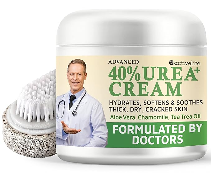 Activelife - Urea Cream 40 Percent for Feet, Formulated by Doctors, Foot Cream for Dry Cracked Heels, Foot Callus Remover, Rehydrates Dry, Rough, Dead Skin on the Feet, Hands, and Elbows, Free Pumice