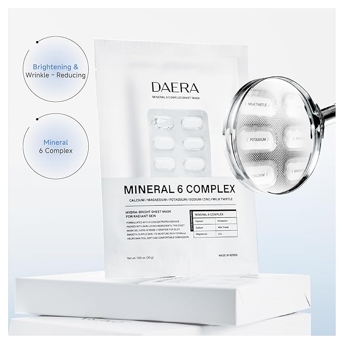 DAERA Korean Brightening & Firming Face Mask 5 Sheets - Hydrating Cream Mask with Botanicals for Dark Spots & Anti-Aging