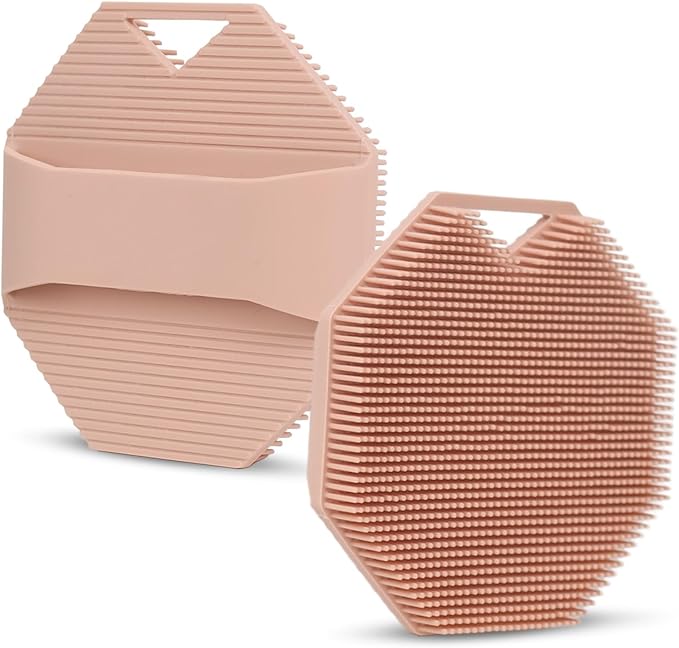 Silicone Body Scrubber, Silicone Loofah Exfoliating Body Scrubber for Shower, Long-Lasting Body Brush for All Skin Types& Lather Well Easy to Clean (Pink)