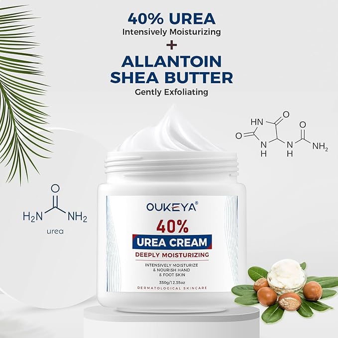 OUKEYA Urea Cream 40 Percent, Foot & Hand Cream for Dry Cracked, Urea Lotion for Feet Maximum Strength(12.35Oz X 4 Packs)