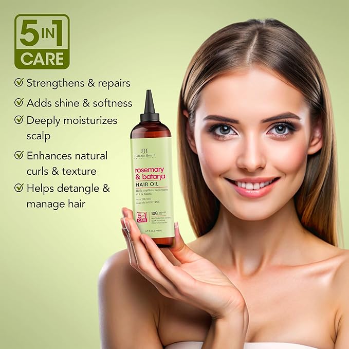Botanic Hearth 100% Pure Rosemary Batana Oil for Hair Growth| Hair Oil Repairs Dry Damaged Hair, Strengthening, Healthier - Hair Tonic, 6.7fl oz