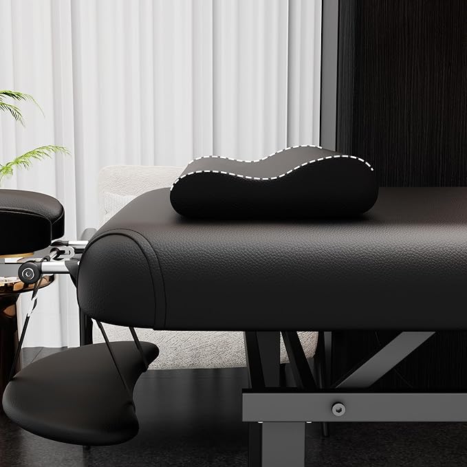 pouseayar Heavy Duty Electric Stationary Massage Table with Heating Function, Backrest Adjustable and Storage Space for Treatment/Medical Spa/Facial/Beauty/Massage Bed - 30 x 75 - Black