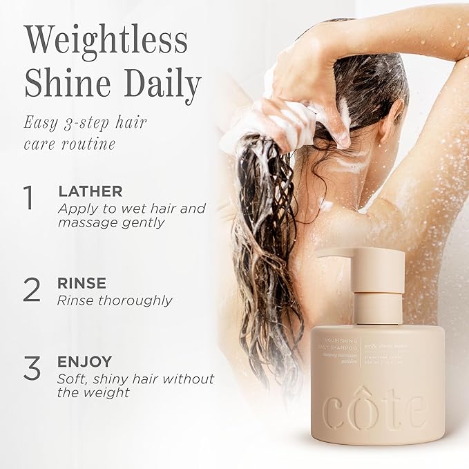 Cote Beauty’s Nourishing Daily Shampoo for Dry Hair, Deep Cleansing & Hydrating Formula, Prevents Breakage, Cruelty-Free Hair Shampoo for Women, Enriched with Yerba Maté & Baobab Extract, 10 FL Oz