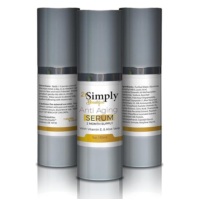 2x Simply Beautiful Anti Aging Serum 2 Month Supply - Help Smooth Skin Under & Around Eyes - Reduce Wrinkles Appearance - Anti Aging Eye Serum - Improve Puffy Bags & Dark Circles - Anti Aging Skincare