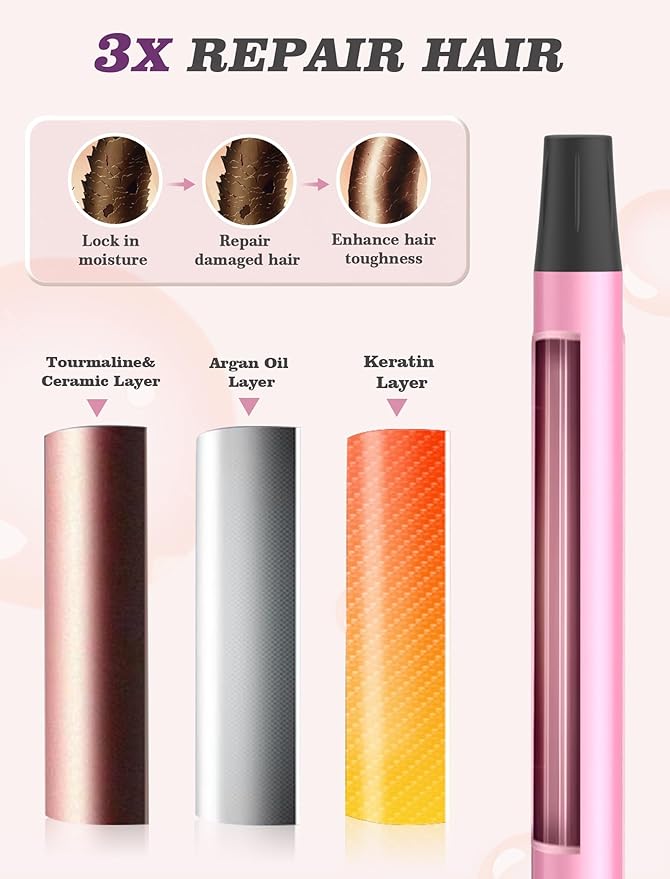 Mini Curling Iron for Travel,110~240V Dual Voltage with European Plug Adapter,Small Curling Iron for Short Hair,1/2 inch Ceramic Curling Irons for Women,Small Barrel for Bouncy Curls,5 Digital Temp