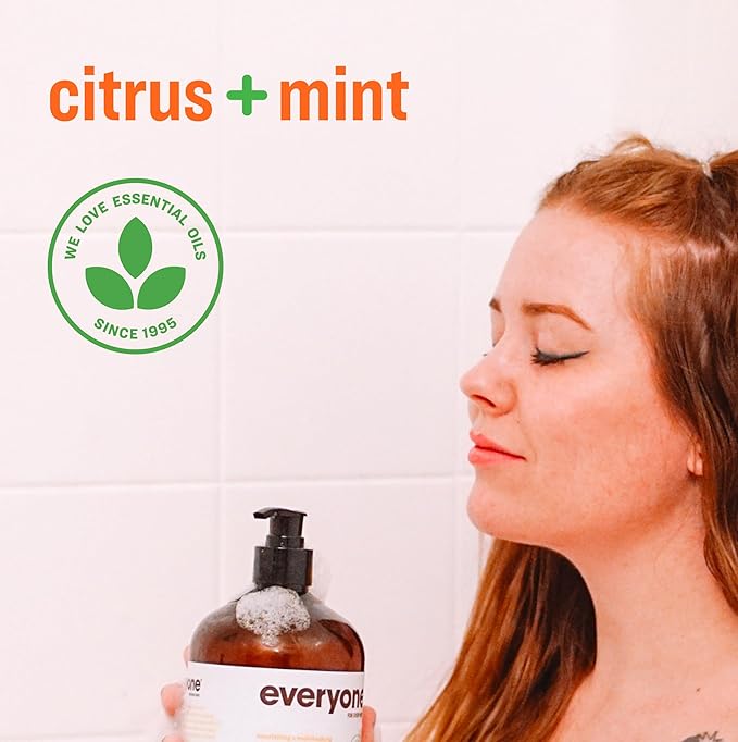 Everyone 3-in-1 Soap, Body Wash, Bubble Bath, Shampoo, 32 Ounce (Pack of 2), Citrus and Mint, made with Essential Oils for Men and Women