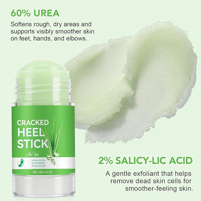 Urea Cream Foot Callus Remover Stick - 60% Urea with 2% Salicylic Acid, Professional Strength Moisturizer for Dry Cracked Feet, Heels, Knees, Elbows & Hands, Callus Removal & Skin Softening