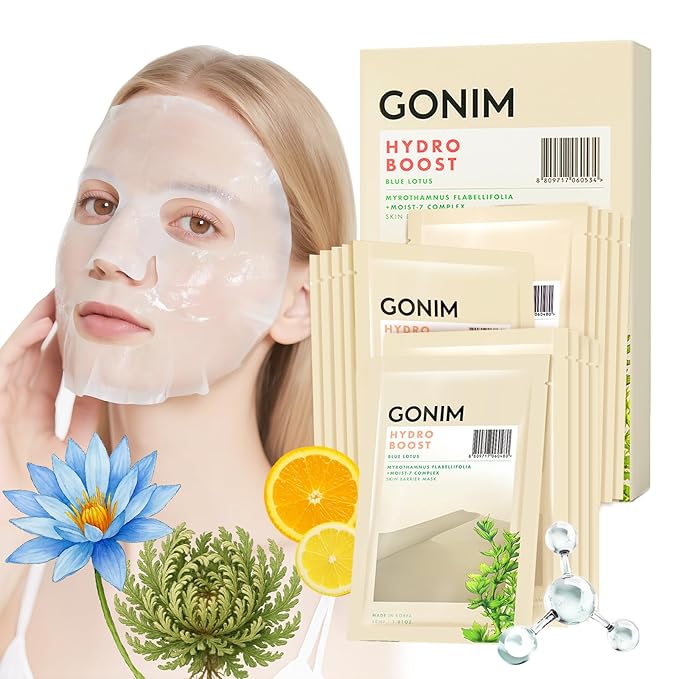 GONIM Face Mask Korean Skin Care with Hyaluronic Acid Serum & Collagen Activation, Hydrating Face Masks Skincare with Vitamin C, Moisturizing Sheet Mask for All Skin, Korean Face Mask 15 Sheets