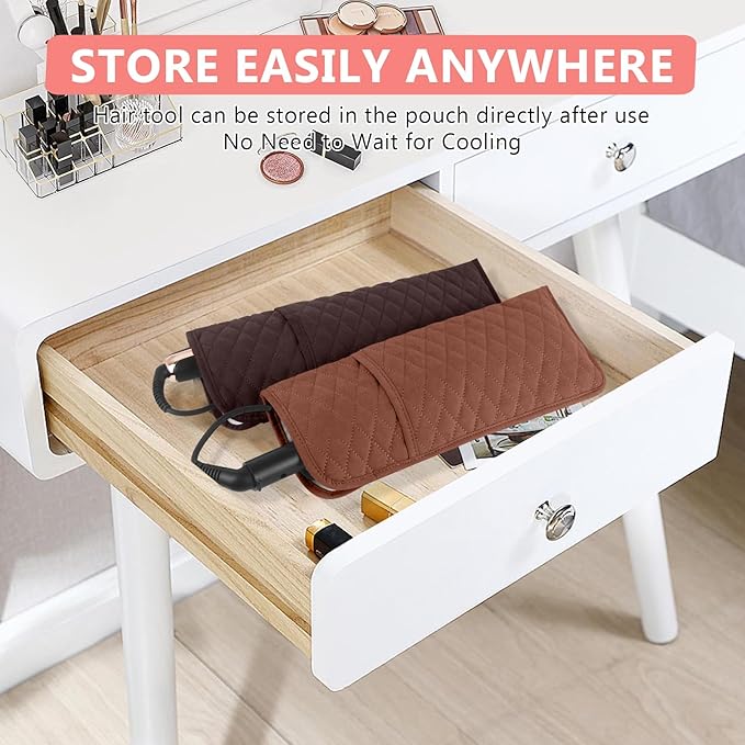 Heat Resistant Hair Tools Organizer Bag Portable Travel Storage Cover Pouch for Hair Straighteners, Curling Irons, Flat Irons and Hot Styling Tools(13.8" x 5.5")