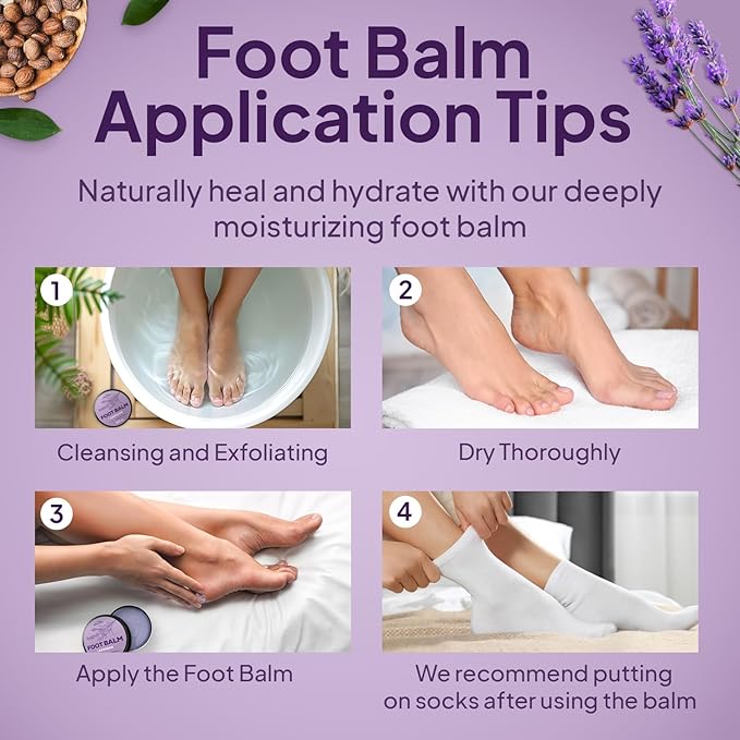 Pumice Valley Foot Balm Cream for Dry Cracked Heels and Feet - Natural Foot Moisturizer Balm for Calluses and Dry Feet Treatment - Lavender Foot Lotion 3.5 Oz